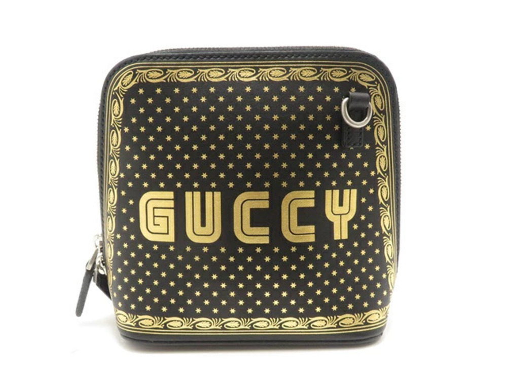 Gucci Bag Shoulder Black Gold Leather Bags